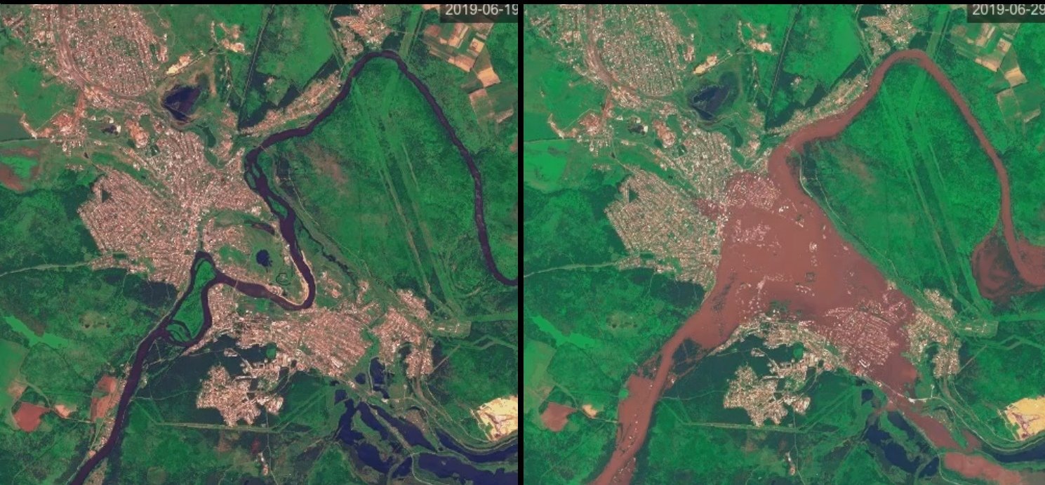 Тулун паводок 2019 со спутника