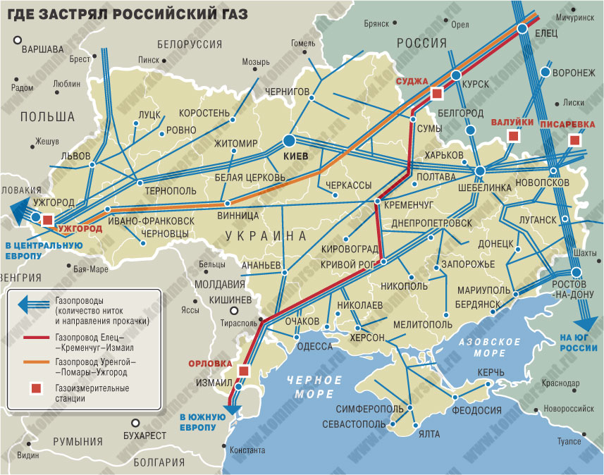 Газовая труба через украину карта