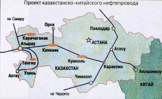 Карта нефтепровода казахстана