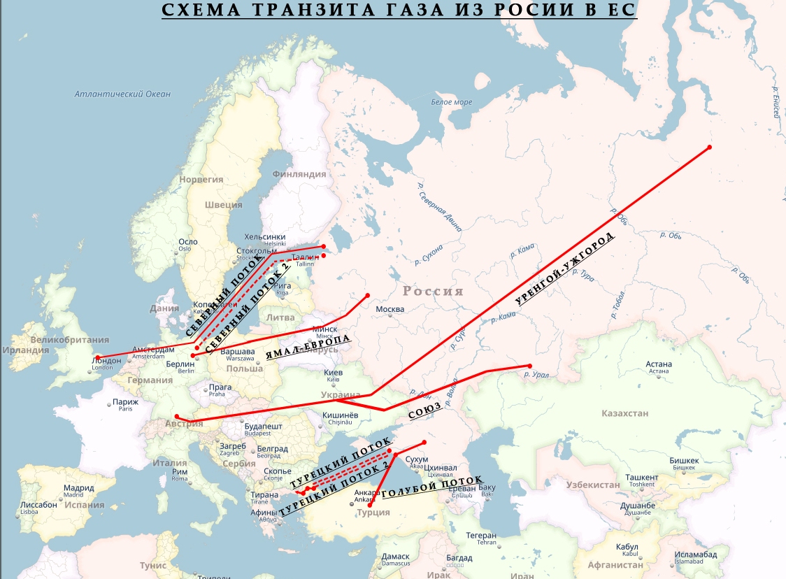 Нефтепроводы в европу из россии карта