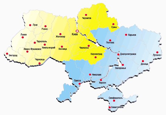 Карта западной и восточной украины карта