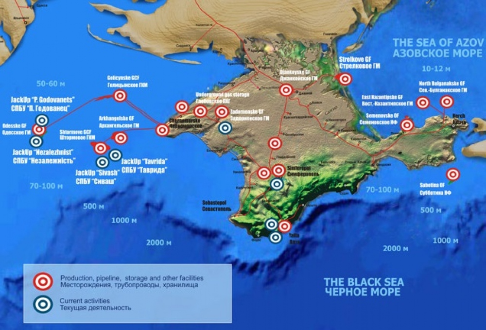 Месторождения газа в черном море карта