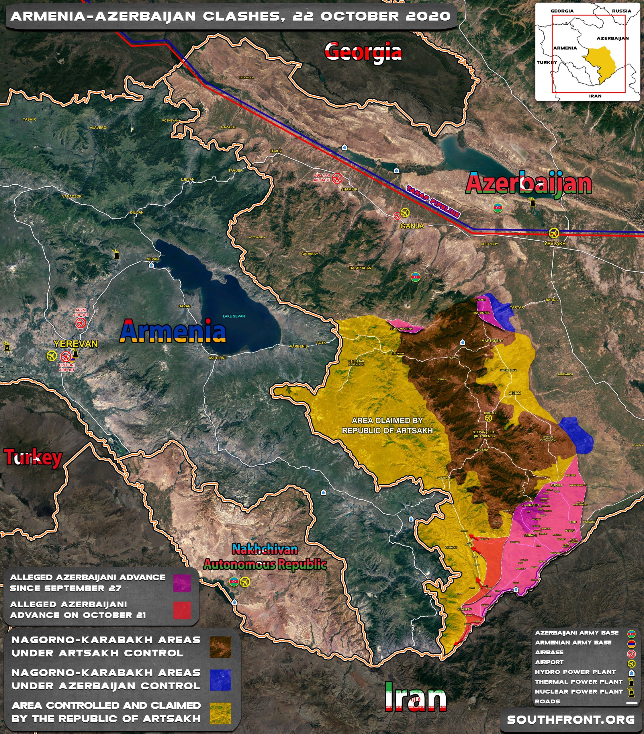 Нагорно-Карабахская война 2020 карта