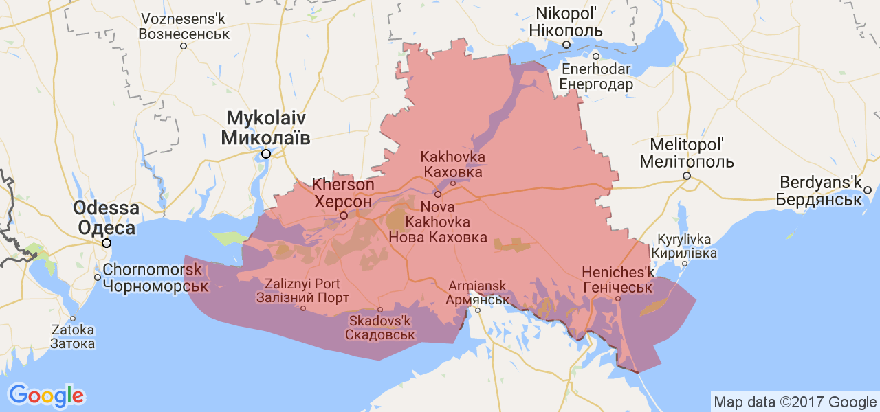 Карта херсонской области подробная с городами и поселками и селами