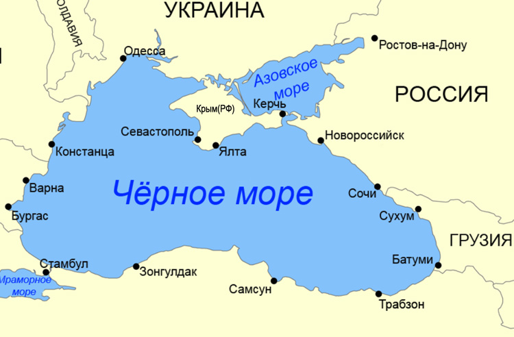 Карта украины черное море