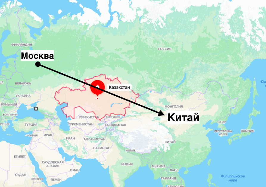 Карта россии казахстан китай